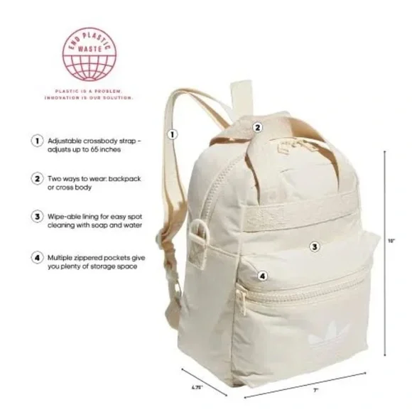 adidas Originals micro 2.0 mini backpack in white - Picture 2 of 5